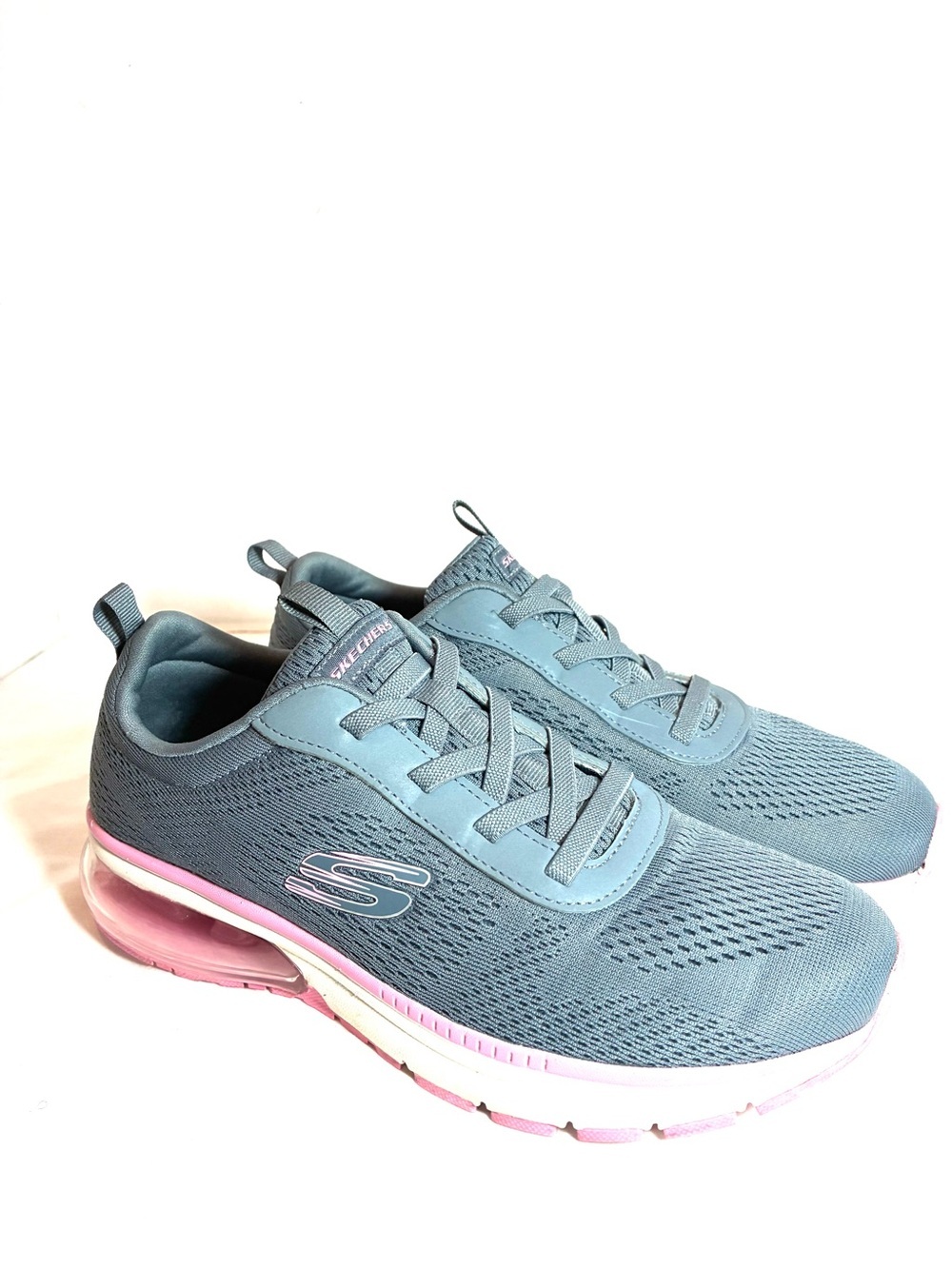 Skechers Savory Chic Women’s Comfort Walking Sneakers Gray Pink Athletic Sz. 8